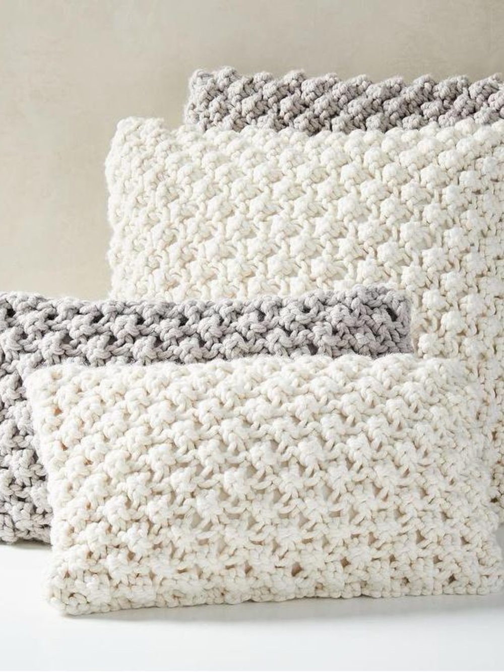 West Elm Chunky Knit Cream Throw Pillow Cover + Insert